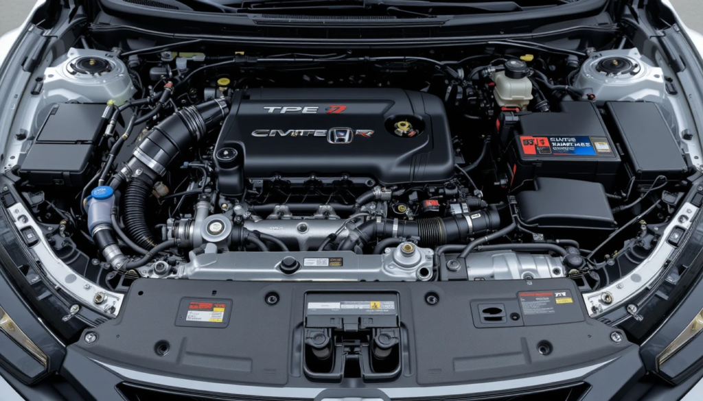 Sporty compact hatchback parked on a race circuit